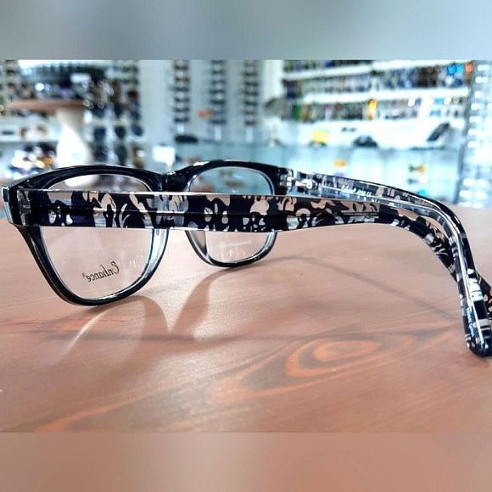 NEW Rx'able Eyeglass Frame, trendy full rim glasses, black/clear 52-17-145